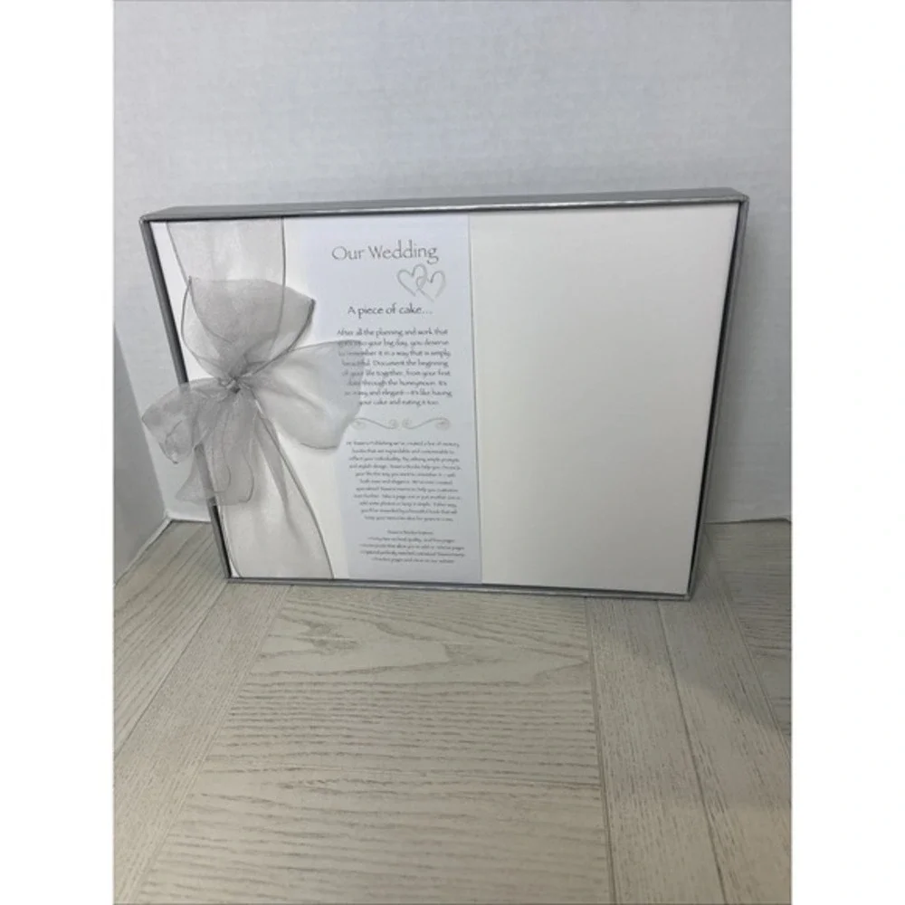 Tessera Publishing Our Wedding Memory Book White Silver Bow Acid‎ Free 42 Pages